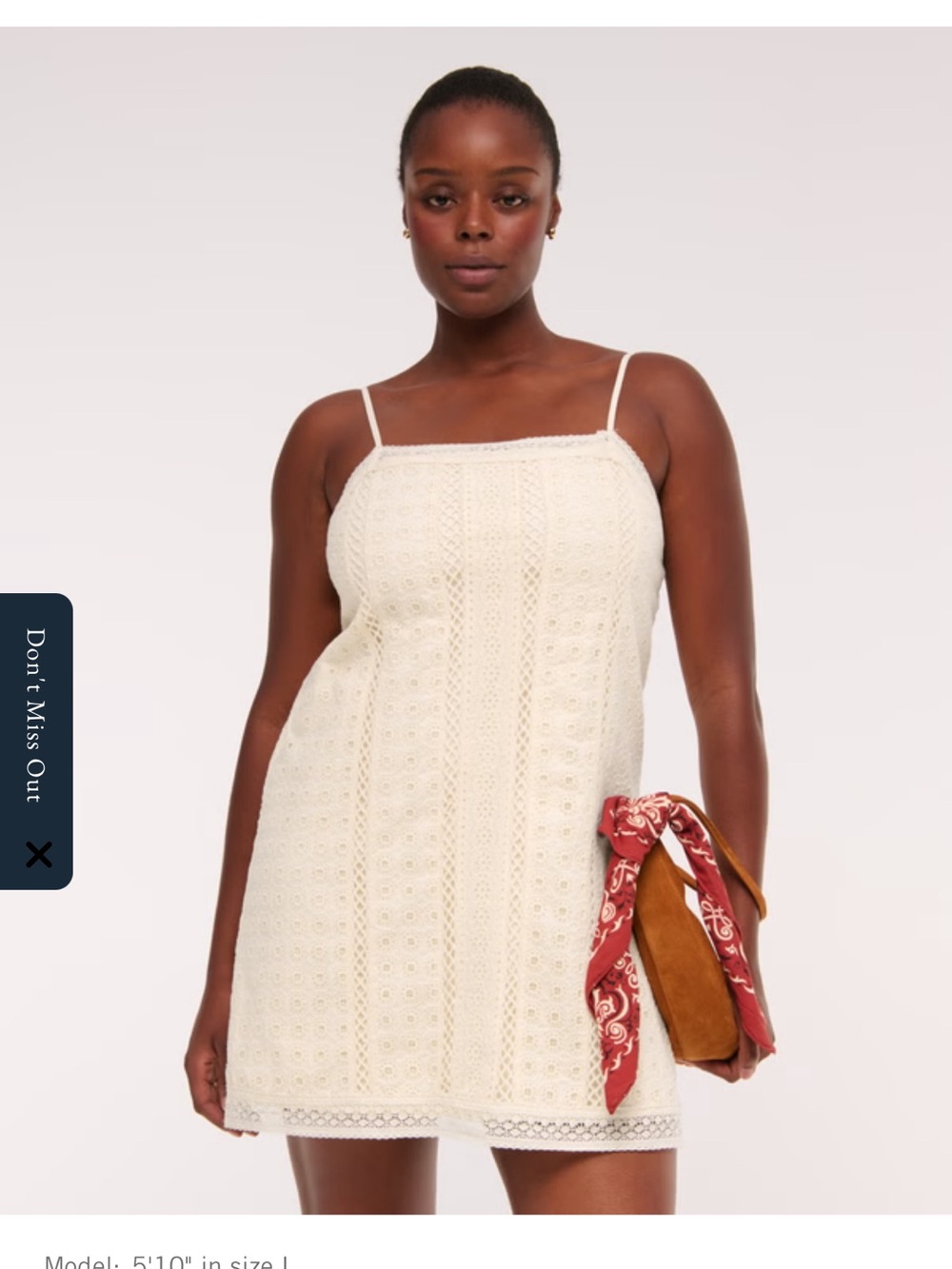 Abercrombie & Fitch Cream Eyelet Spaghetti-Strap Mini Dress